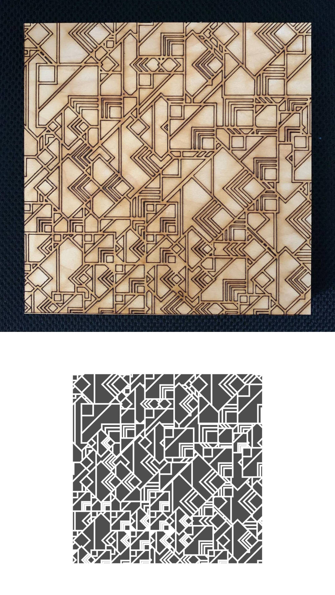 A photo of a generative wood engraving