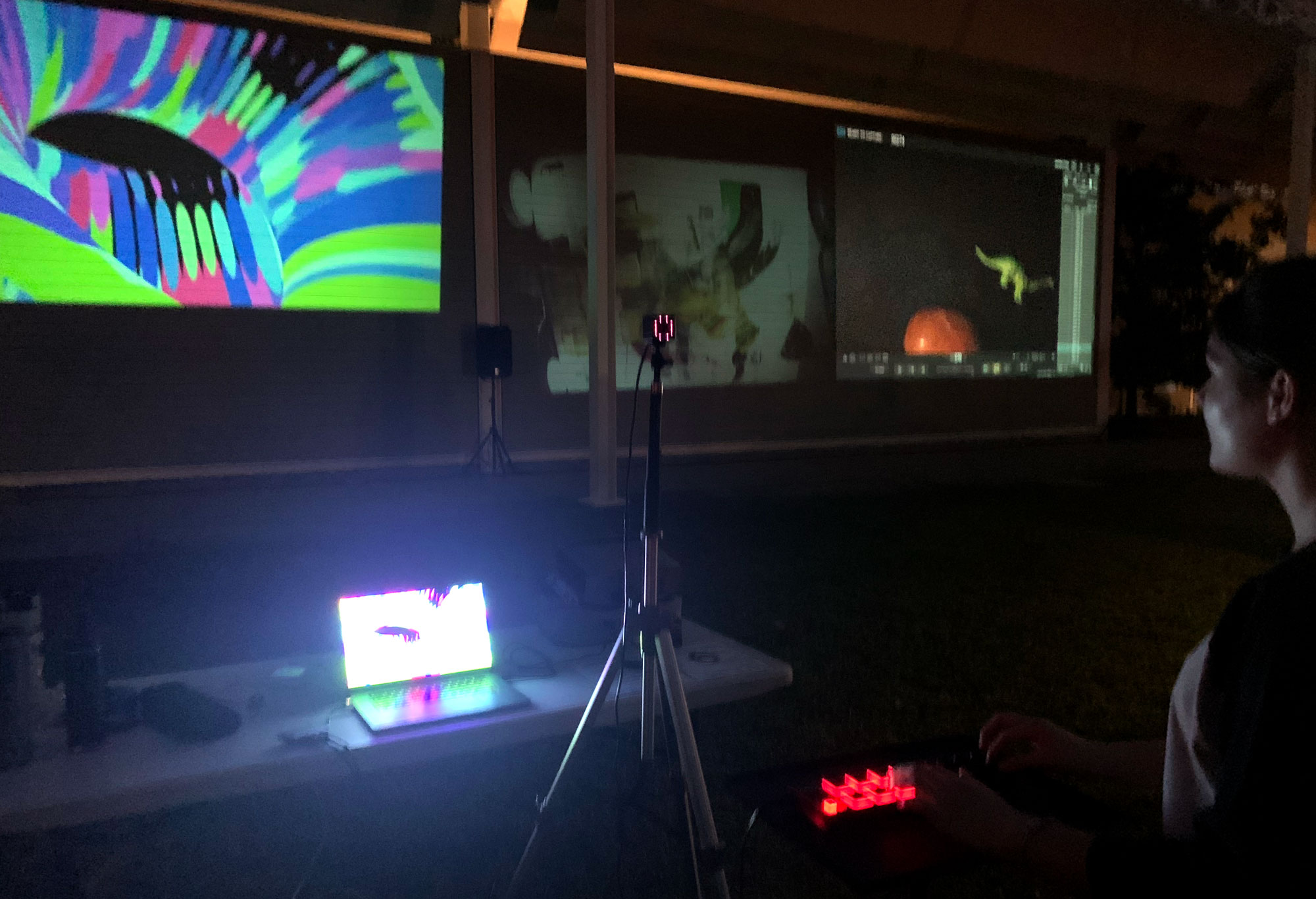 One of the attendees using the MIDI controller.